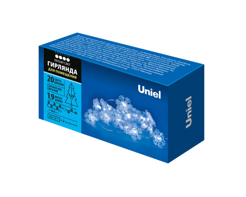Дополнительное фото Гирлянда Uniel ULD-S1900-020/STB/2AA WHITE IP20 SNOWFLAKES MINI: Купить в Интернет магазин освещения GCSVET.RU