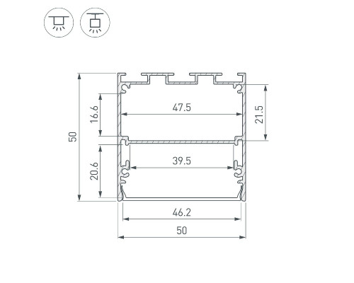 Дополнительное фото Алюминиевый профиль Arlight LINE-S-5050-2000 BLACK 041839: Купить в Интернет магазин освещения GCSVET.RU