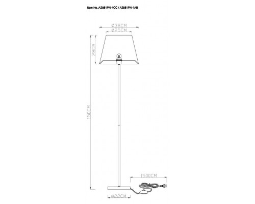 Дополнительное фото Напольный светильник Arte Lamp ELBA A2581PN-1CC: Купить в Интернет магазин освещения GCSVET.RU