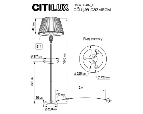 Дополнительное фото Напольный светильник Citilux Вена CL402930T: Купить в Интернет магазин освещения GCSVET.RU