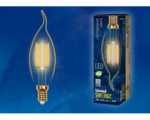 Дополнительное фото Ретро лампа (UL-00002396) Uniel E14 5W 2250K прозрачная LED-C35-5W/GOLDEN/E14 GLV21GO: Купить в Интернет магазин освещения GCSVET.RU