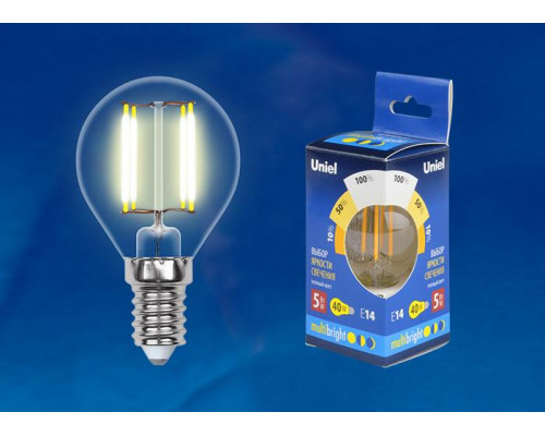 Дополнительное фото Филаментная лампа светодиодная Uniel E14 5W 3000K прозрачная LED-C35-5W/WW/E14/CL/MB GLM10TR: Купить в Интернет магазин освещения GCSVET.RU