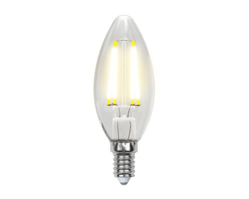 Основное фото Филаментная лампа светодиодная Uniel E14 5W 3000K прозрачная LED-C35-5W/WW/E14/CL/MB GLM10TR: Купить в Интернет магазин освещения GCSVET.RU
