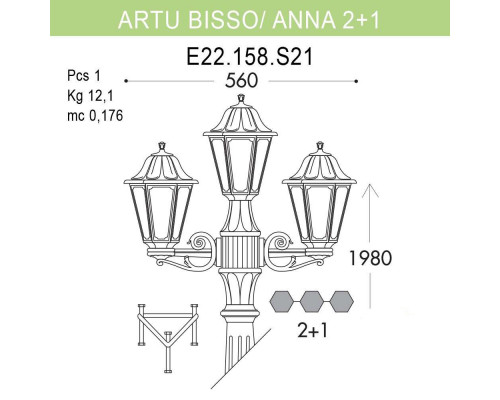 Дополнительное фото Уличный фонарь Fumagalli Artu Bisso/Anna E22.158.S21.WYF1R: Купить в Интернет магазин освещения GCSVET.RU