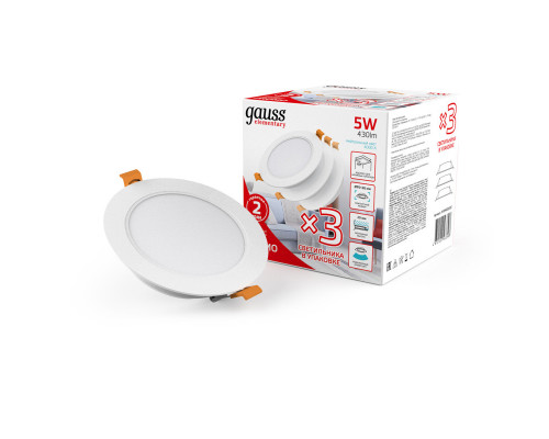 Дополнительное фото Светильник встраиваемый Gauss Downlight 9100420205T: Купить в Интернет магазин освещения GCSVET.RU