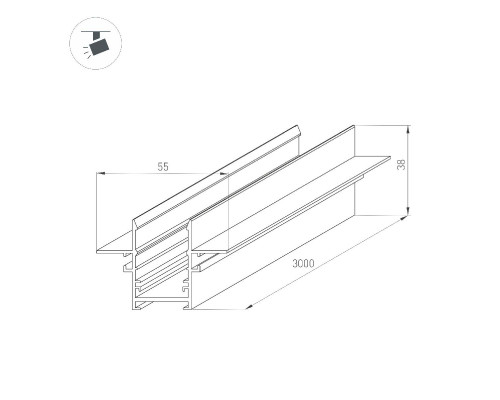 Дополнительное фото Шинопровод встраиваемый Arlight MAG-TRACK-2538-FDW-3000 046286: Купить в Интернет магазин освещения GCSVET.RU
