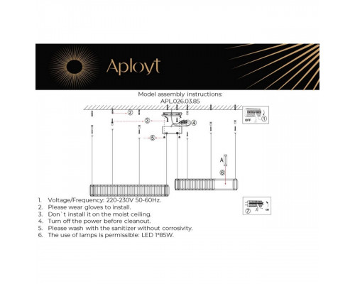 Дополнительное фото Люстра подвесная LED Aployt Nicoletta APL.026.03.85: Купить в Интернет магазин освещения GCSVET.RU