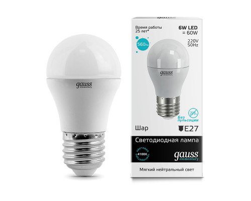 Основное фото Светодиодная лампочка Gauss Globe LED 53226: Купить в Интернет магазин освещения GCSVET.RU
