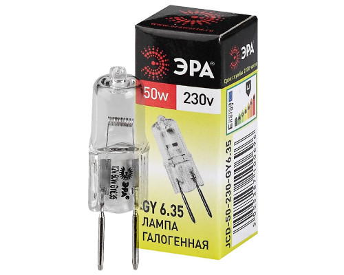 Основное фото Лампочка тип галогенновая Эра GY6.35 50W 3000K GY6.35-JCD-50W-230V C0027374: Купить в Интернет магазин освещения GCSVET.RU