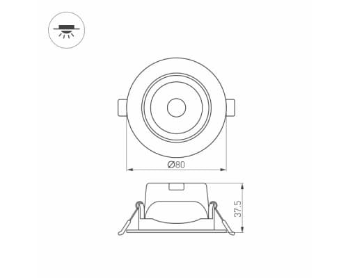 Дополнительное фото Светильник встраиваемый Arlight LTD-Polar-Turn-R80-5W Warm3000 032857: Купить в Интернет магазин освещения GCSVET.RU