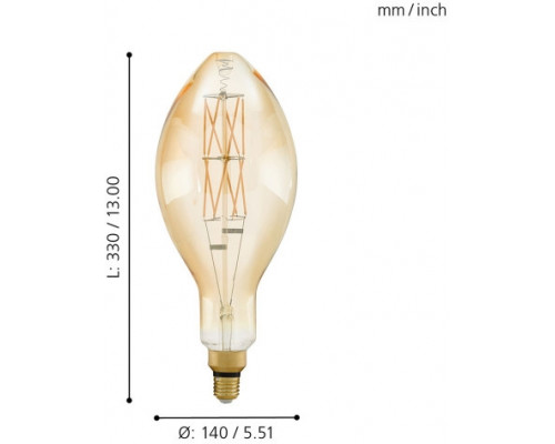 Дополнительное фото Филаментная лампа светодиодная диммируемая Eglo E27 8W 2100К янтарь 11685: Купить в Интернет магазин освещения GCSVET.RU
