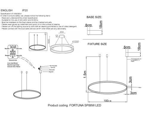 Дополнительное фото Люстра подвесная Crystal Lux FORTUNA SP88W LED BLACK: Купить в Интернет магазин освещения GCSVET.RU
