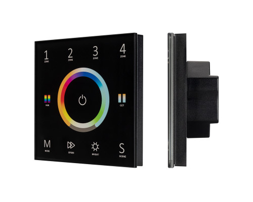 Основное фото Панель Arlight Sens Smart-P67-Multi Black (230V, 4 зоны, 2.4G) 028322: Купить в Интернет магазин освещения GCSVET.RU