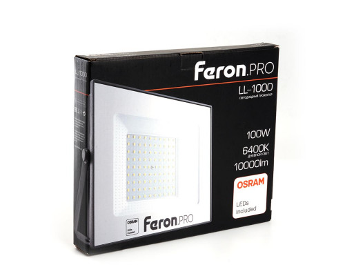Дополнительное фото Светодиодный прожектор Feron LL-1000 100W 6400K 41541: Купить в Интернет магазин освещения GCSVET.RU