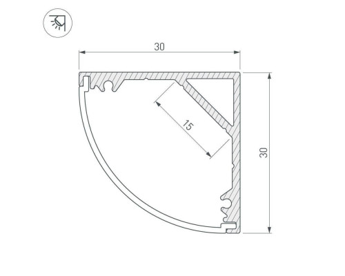 Дополнительное фото Профиль Arlight SL-KANT-H30-2000 ANOD 019333: Купить в Интернет магазин освещения GCSVET.RU