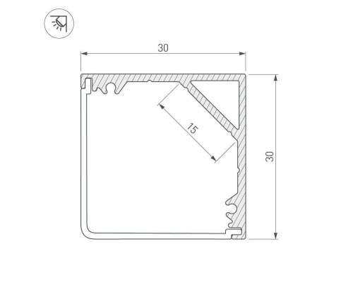 Дополнительное фото Профиль Arlight SL-KANT-H30-2000 ANOD 019333: Купить в Интернет магазин освещения GCSVET.RU