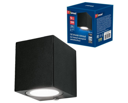 Основное фото Светильник настенный LED для улицы (UL-00006806) Uniel ULU-S05A-5W/4000K IP54 Black: Купить в Интернет магазин освещения GCSVET.RU