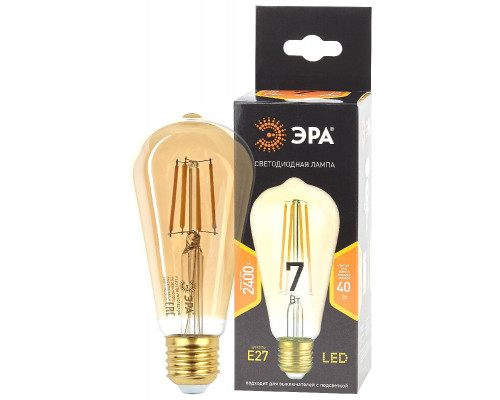 Основное фото Светодиодная лампочка Эра F-LED ST64-7W-824-E27 gold Б0047664: Купить в Интернет магазин освещения GCSVET.RU
