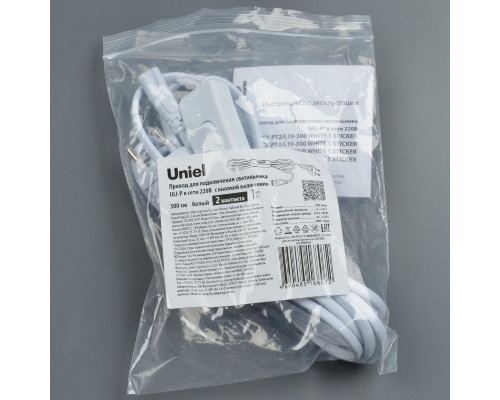 Дополнительное фото Провод для соединения светильников Uniel UCX-PT2/L10-300/B WHITE 1 STICKER UL-00009802: Купить в Интернет магазин освещения GCSVET.RU