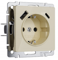 Розетка с заземлением, шторками и USB тип A+C Werkel 4690389197833 W1171743 a064131