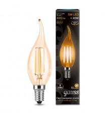 Филаментная лампа светодиодная Gauss E14 5W 2700K золотая 104801005