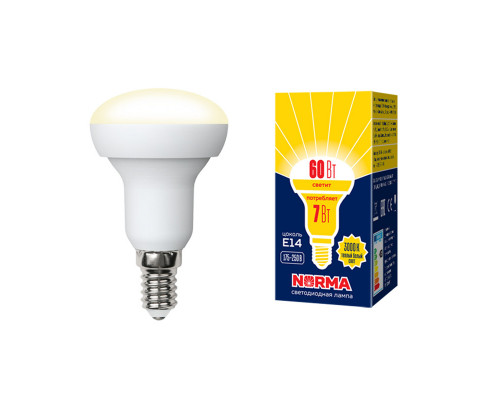 Основное фото Светодиодная лампочка Volpe Norma R LED-R50-7W/WW/E14/FR/NR картон: Купить в Интернет магазин освещения GCSVET.RU