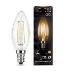 Филаментная лампа светодиодная Gauss E14 7W 2700К прозрачная 103801107