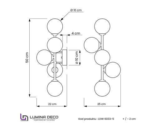 Дополнительное фото Настенный светильник Lumina Deco Marsiada LDW 6033-5 F.GD: Купить в Интернет магазин освещения GCSVET.RU