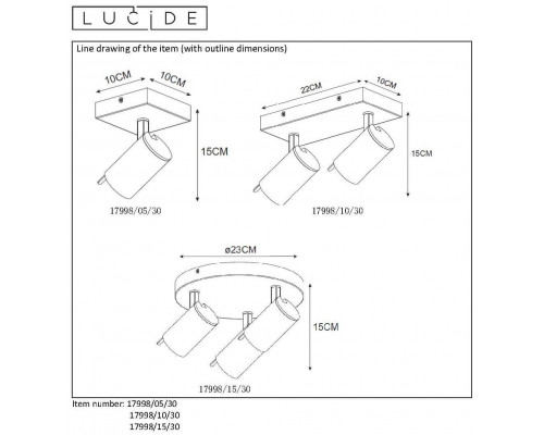 Дополнительное фото Светильник спот Lucide GRONY 17998/15/30: Купить в Интернет магазин освещения GCSVET.RU