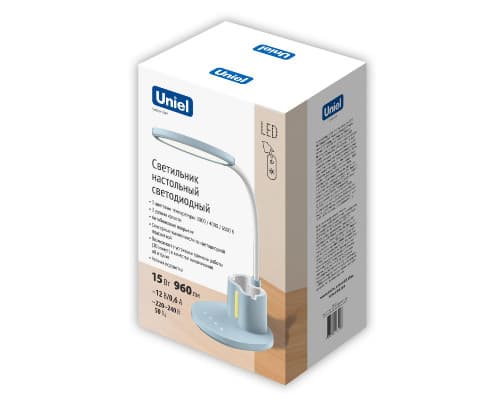 Дополнительное фото Лампа настольная Uniel ULM-D150 15W/3000-6500K/DIM BLUE UL-00011292: Купить в Интернет магазин освещения GCSVET.RU
