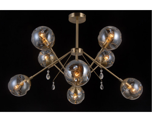 Основное фото Люстра потолочная со штангой Natali Kovaltseva MOLECULE 81045-8C ANTIQUE BRASS: Купить в Интернет магазин освещения GCSVET.RU