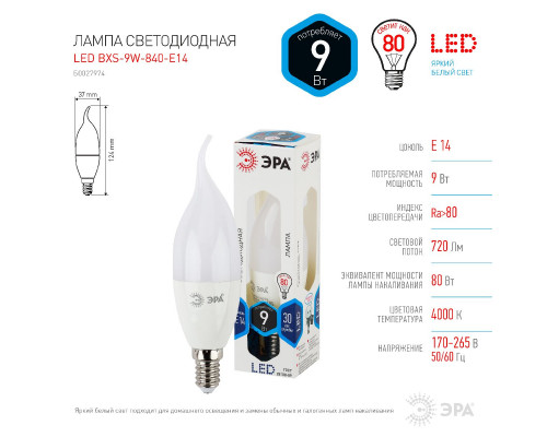 Основное фото Светодиодная лампочка Эра LED BXS-9W-840-E14 Б0027974: Купить в Интернет магазин освещения GCSVET.RU