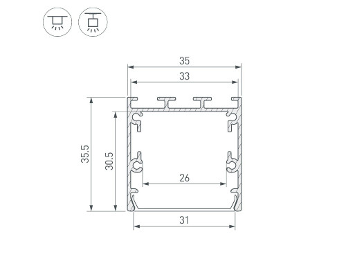 Дополнительное фото Алюминиевый профиль Arlight LINE-S-3535-2000 BLACK 041828: Купить в Интернет магазин освещения GCSVET.RU