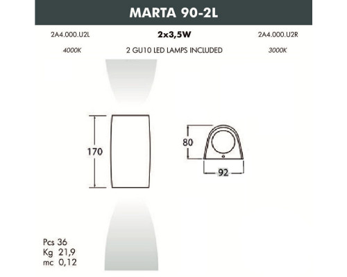 Дополнительное фото Светильник настенный LED для улицы Fumagalli Marta 2A4.000.000.LXU2L: Купить в Интернет магазин освещения GCSVET.RU