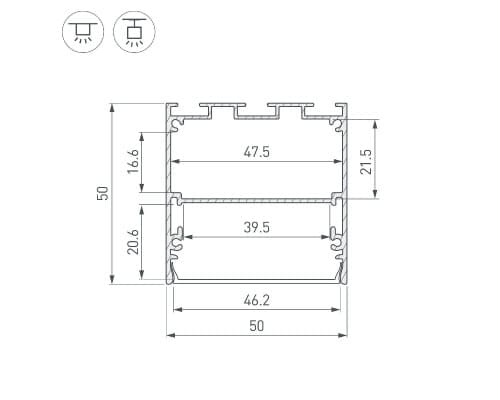 Дополнительное фото Алюминиевый профиль Arlight LINE-S-5050-2500 ANOD 041837: Купить в Интернет магазин освещения GCSVET.RU