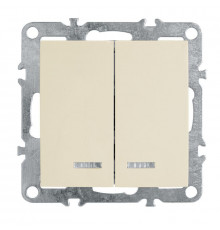 Выключатель двухклавишный Stekker Эрна с подсветкой слоновая кость PSW10-9102-02 39321