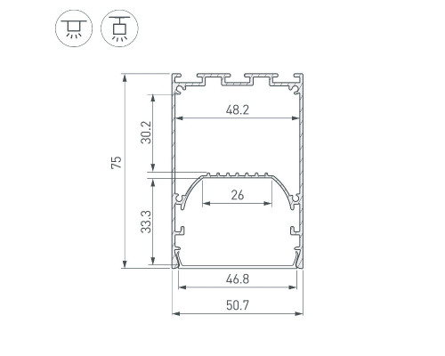 Дополнительное фото Алюминиевый профиль Arlight LINE-S-5075-2500 BLACK 041848: Купить в Интернет магазин освещения GCSVET.RU