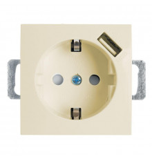 Розетка Stekker Эрна c/з 16A 250V с защитной шторкой и с USB слоновая кость PST16-9111-02 39329
