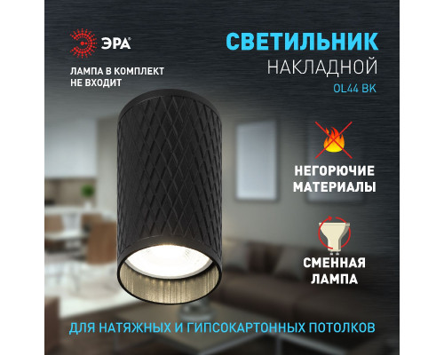 Дополнительное фото Светильник накладной Эра OL44 BK Б0058496: Купить в Интернет магазин освещения GCSVET.RU