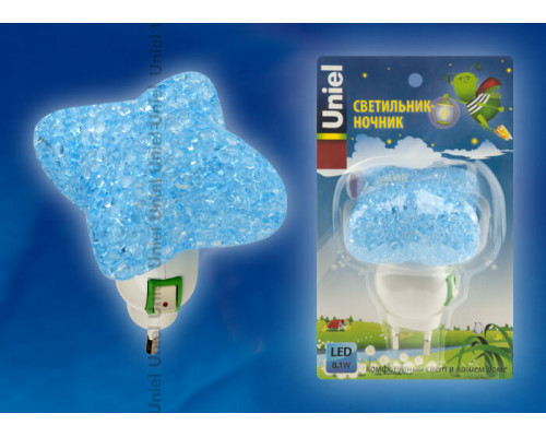 Дополнительное фото Светильник настенный LED (10334) Uniel DTL-309-Звездочка/Blue/1LED/0,1W: Купить в Интернет магазин освещения GCSVET.RU