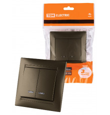 Выключатель двухклавишный с подсветкой Лама TDM Electric SQ1815-0705