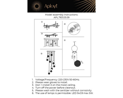 Дополнительное фото Люстра подвесная Aployt Violet APL.763.03.09: Купить в Интернет магазин освещения GCSVET.RU