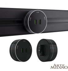 Трековая розетка Arte Milano Am-track-sockets 380011TS/USBx2 Black