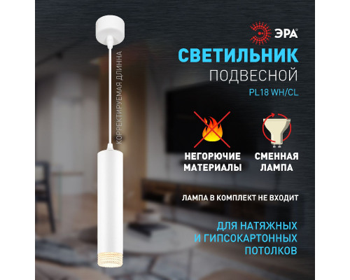 Дополнительное фото Светильник подвесной Эра PL18 WH/CL Б0058481: Купить в Интернет магазин освещения GCSVET.RU