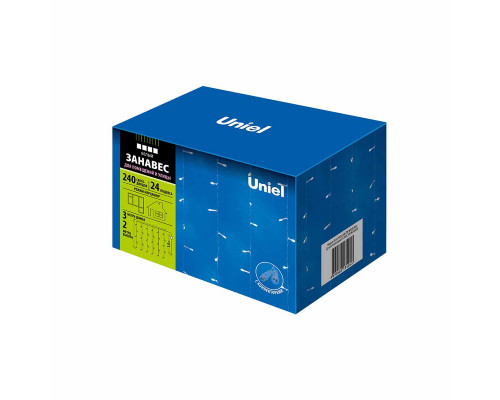 Дополнительное фото Уличная светодиодная гирлянда (UL-00007217) Uniel занавес 220V белый ULD-C3020-240/TTK White IP44: Купить в Интернет магазин освещения GCSVET.RU