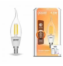 Светодиодная лампа для диммера Gauss E14 4,5W 2700K прозрачная 1260112