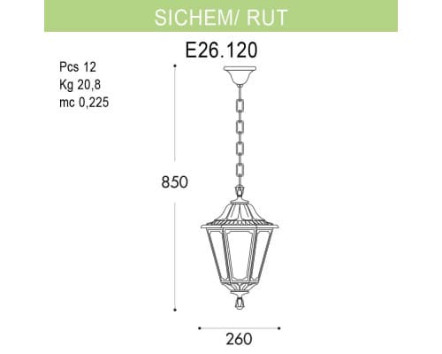 Дополнительное фото Подвес уличный Fumagalli Sichem/Rut E26.120.000.BYF1R: Купить в Интернет магазин освещения GCSVET.RU