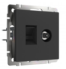 Розетка Werkel TV/RJ-45 6 кат черный матовый W1181308 4690389174483