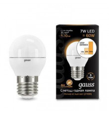 Светодиодная лампа для диммера Gauss E27 7W 3000K матовая 105102107-S