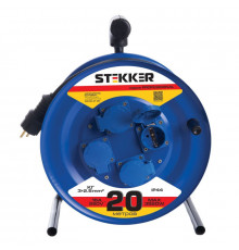 Удлинитель на металлической катушке 4-местный Stekker PRF02-41-20 20м 39784